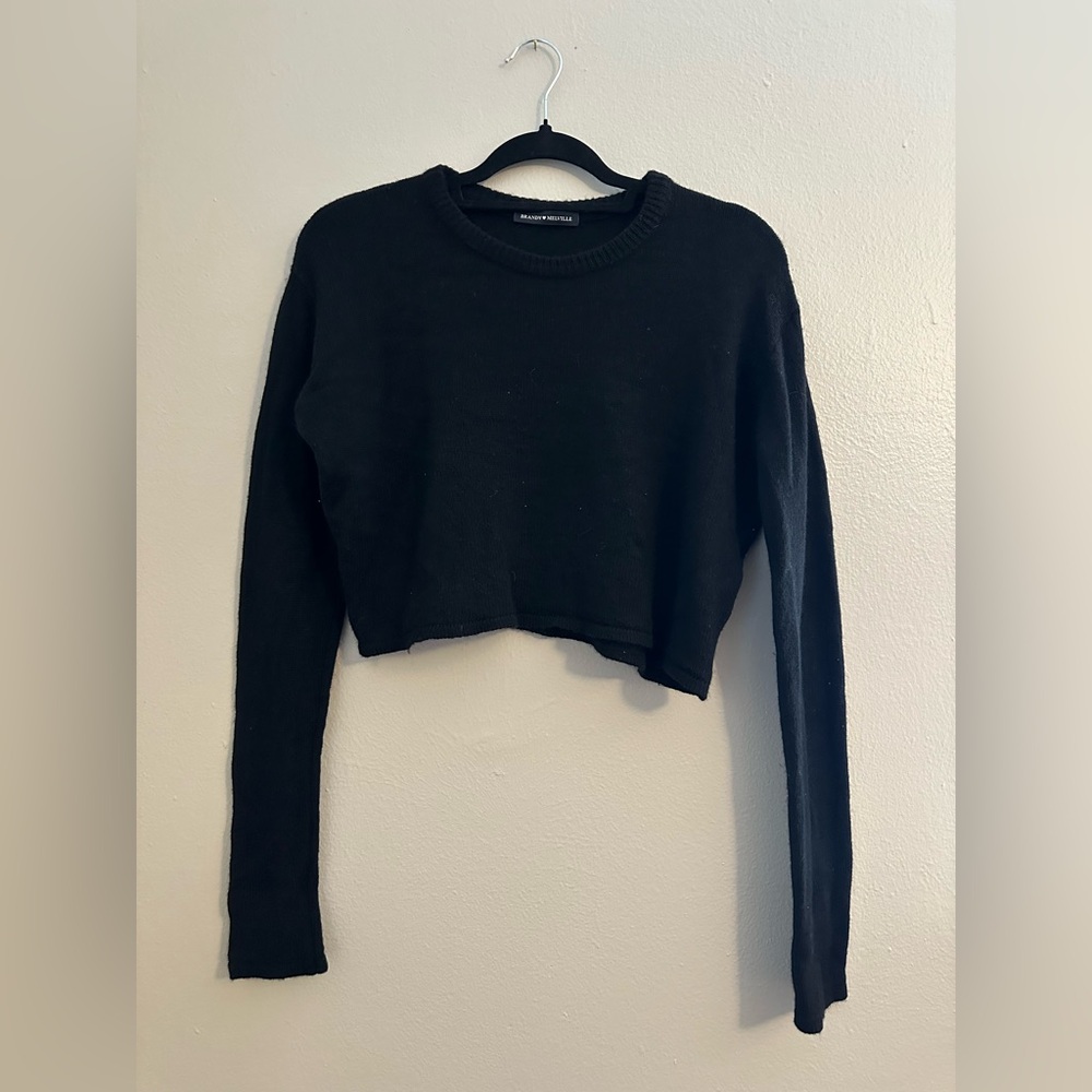 Brandy Melville black cropped cashmere wool blend cropped sweater